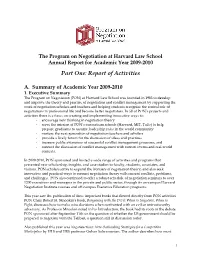 Part One: Report of Activities