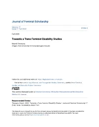 Towards a Trans Feminist Disability Studies