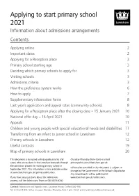 Applying to Start Primary School 2021