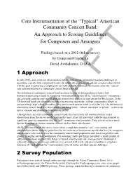 Core Instrumentation of the “Typical” American Community Concert Band: an Approach to Scoring Guidelines for Composers and Arrangers