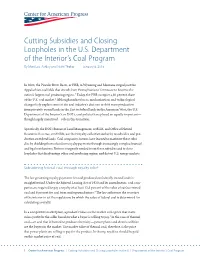 Cutting Subsidies and Closing Loopholes in the U.S. Department of the Interior’S Coal Program by Matt Lee-Ashley and Nidhi Thakar January 6, 2015