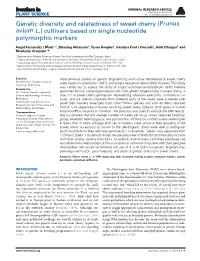 Genetic Diversity and Relatedness of Sweet Cherry (Prunus Avium L.) Cultivars Based on Single Nucleotide Polymorphic Markers