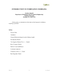 Two-Equation Models (The K -E Model)
