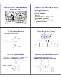 3D Geometrical Transformations