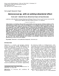 Aerococcus Sp. with an Antimycobacterial Effect
