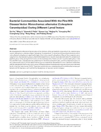 Bacterial Communities Associated with the Pine Wilt Disease Vector Monochamus Alternatus (Coleoptera: Cerambycidae) During Different Larval Instars