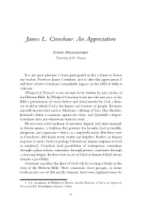 James L. Crenshaw: an Appreciation