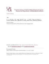 Lon Fuller, the Model Code, and the Model Rules John M.A