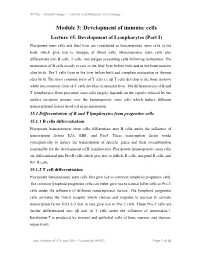 Module 3: Development of Immune Cells