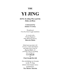 YI JING of Fu Xi, King Wen and the Duke of Zhou