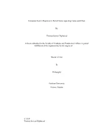 © 2015 Thomas Steven Highstead Immanuel Kant's Response to David Hume Regarding Cause and Effect by Thomas Steven Highstead A