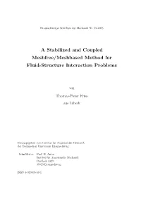 A Stabilized and Coupled Meshfree/Meshbased Method for Fluid-Structure Interaction Problems