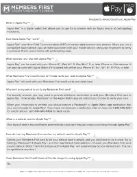 Apple Pay FAQ Sheet Opens A
