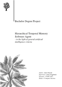 Bachelor Degree Project Hierarchical Temporal Memory Software Agent