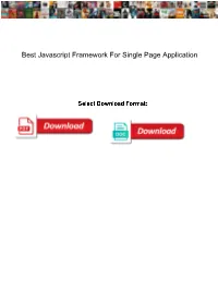 Best Javascript Framework for Single Page Application