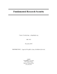 Fundamental Research Security, JASON Report