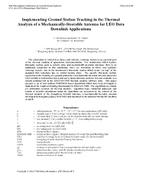 Implementing Ground Station Tracking in the Thermal Analysis of a Mechanically-Steerable Antenna for LEO Data Downlink Applications