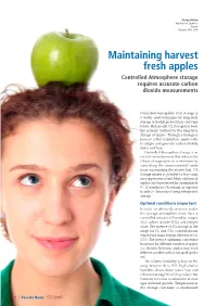 Maintaining Harvest Fresh Apples Controlled Atmosphere Storage Requires Accurate Carbon Dioxide Measurements