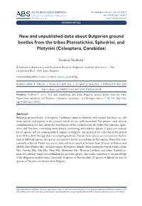 New and Unpublished Data About Bulgarian Ground Beetles from the Tribes Pterostichini, Sphodrini, and Platynini (Coleoptera, Carabidae)