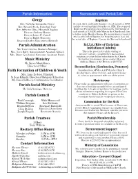 Rev. Nicholas Zientarski, Pastor Second, Third, and Fourth Sundays of Each Month at 1PM Rev