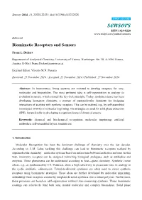 Sensors 2014, 14, 22525-22531; Doi:10.3390/S141222525 OPEN ACCESS Sensors ISSN 1424-8220 Editorial Biomimetic Receptors and Sensors
