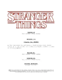 Stranger Things | Dialogue Transcript | S2:E1