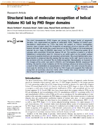 Structural Basis of Molecular Recognition of Helical Histone H3 Tail by PHD Finger Domains
