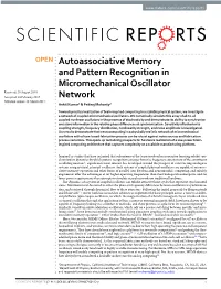 Autoassociative Memory and Pattern Recognition in Micromechanical