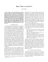 Blame, What Is It Good For?