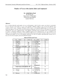 Number of Verses of the Qurān