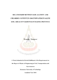 Relationship Between Soil Salinity and Chloride Content in Groundwater Within Saline Soil Areas