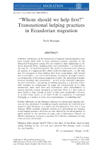 Transnational Helping Practices in Ecuadorian Migration