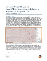 U.S. Army Corps of Engineers Hazard Mitigation Actions in Relation to State Hazard Mitigation Plans Kansas and Missouri - 2013
