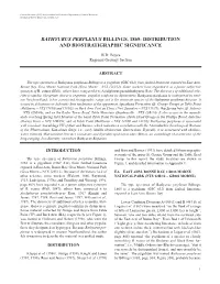 Bathyurus Perplexus Billings, 1865: Distribution and Biostratigraphic Significance