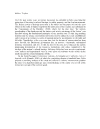 Editors' Preface Over the Past Twenty Years an Intense Discussion Has Unfolded in Italy Concerning the Protection of the Natio