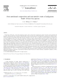 Fruit Nutritional Composition and Non-Nutritive Traits of Indigenous South African Tree Species ⁎ A.-L