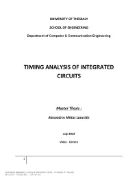 Timing Analysis of Integrated Circuits