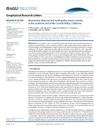 Wastewater Disposal and Earthquake Swarm Activity at the Southern End