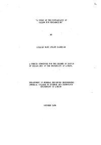 'A Study of the Suitability of Callow for Reclamation' By