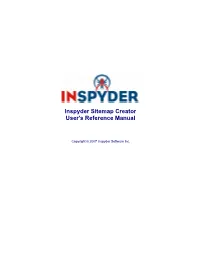 Inspyder Sitemap Creator User's Reference Manual