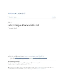 Interpreting an Unamendable Text Thomas W