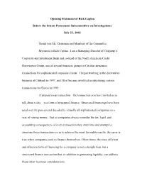 Opening Statement of Rick Caplan