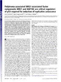 Polybromo-Associated BRG1-Associated Factor Components BRD7 and BAF180 Are Critical Regulators of P53 Required for Induction of Replicative Senescence