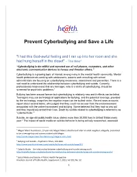 Prevent Cyberbullying and Save a Life