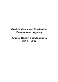 Qualifications and Curriculum Development Agency Annual Report and Accounts 2011-12