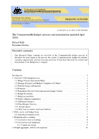 The Commonwealth Budget: Process and Presentation (Updated April 2010)