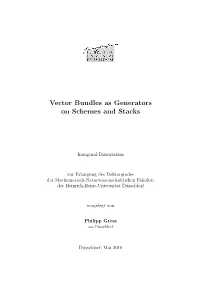 Vector Bundles As Generators on Schemes and Stacks