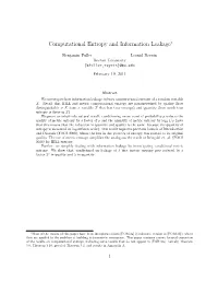 Computational Entropy and Information Leakage∗