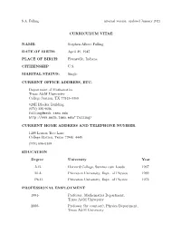 CURRICULUM VITAE NAME: Stephen Albert