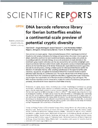 DNA Barcode Reference Library for Iberian Butterflies